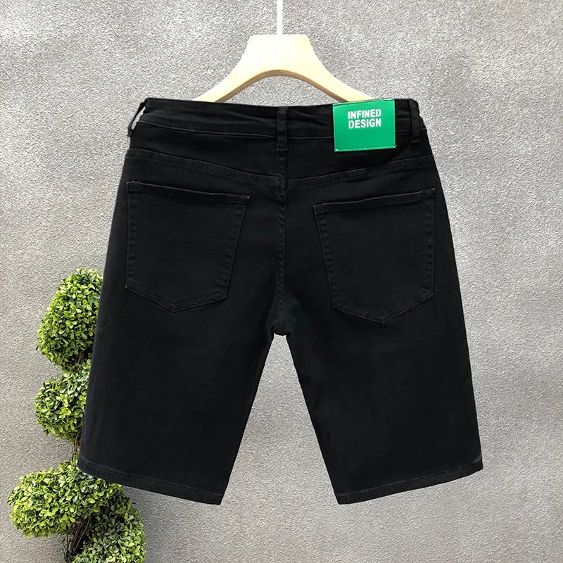 2026 white Summer New Casual Denim Shorts Men Fashion White Knee Length Pants Straight Slim Classic Male Clothing Jeans Shorts