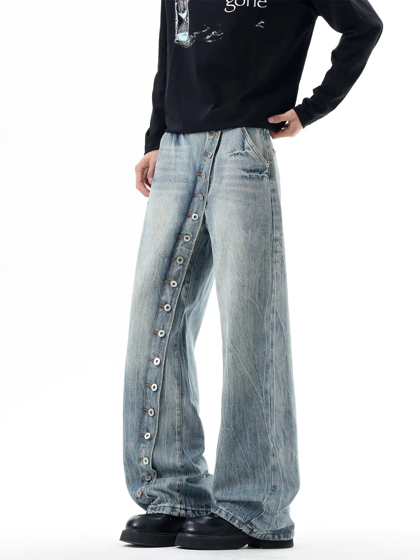 Men's Baggy Jeans Unisex Y2K Trendy Casual Wide Leg Denim Pants High Street Oversize Trousers American Style Streetwear Fashion