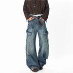 Men's Baggy Jeans Unisex Y2K Trendy Casual Wide Leg Denim Pants High Street Oversize Trousers American Style Streetwear Fashion