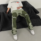 American High Street Heavy Industry Washed Jeans Retro Lumberjack Splicing Flared Pants Men's Tide baggy jeans