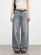 CHIC VEN New Women Jeans Loose Casual Retro Washed Elastic Straight Leg Denim Pant Gray Female Trousers Spring Summer 2026