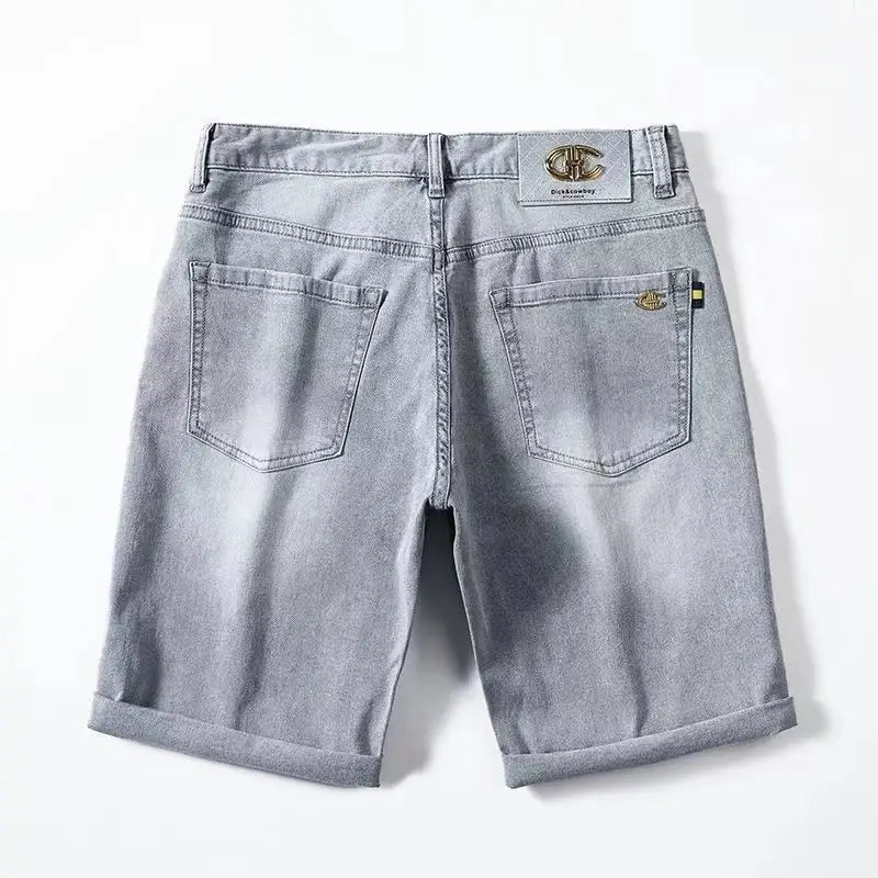 Light Gray Denim Shorts Men's Summer Thin Pants Men's Five-point Jeans Men's 2025 New Washed Streetwear Clothing Jean Shorts