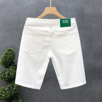 2026 white Summer New Casual Denim Shorts Men Fashion White Knee Length Pants Straight Slim Classic Male Clothing Jeans Shorts