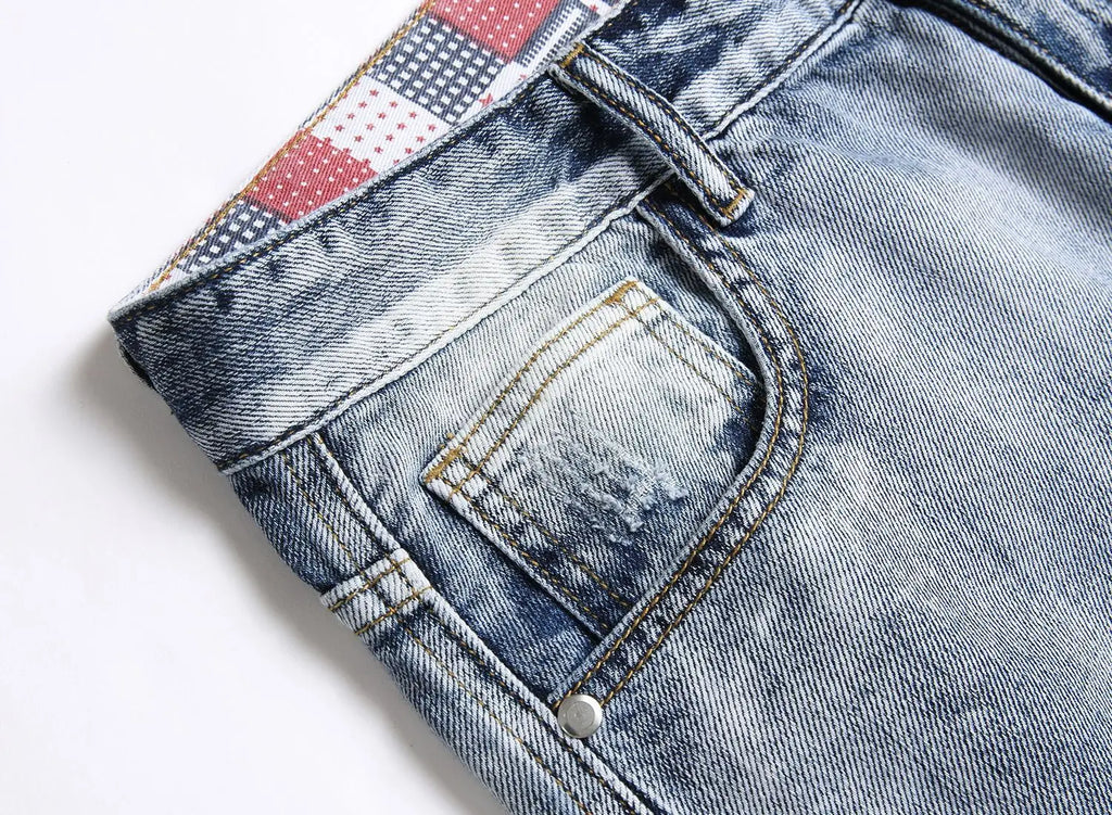 Denim Shorts Men Cargo Jeans Knee Length Multiple Pockets Mid Waist Distressed Washed Summer Straight Short Pants Streetwear