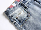 Denim Shorts Men Cargo Jeans Knee Length Multiple Pockets Mid Waist Distressed Washed Summer Straight Short Pants Streetwear