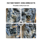 High Quality Luxury Clothing Streetwear Korean Cowboy Fashion Embroidery Patch Knee Length Shorts Men's Summer Casual Jeans