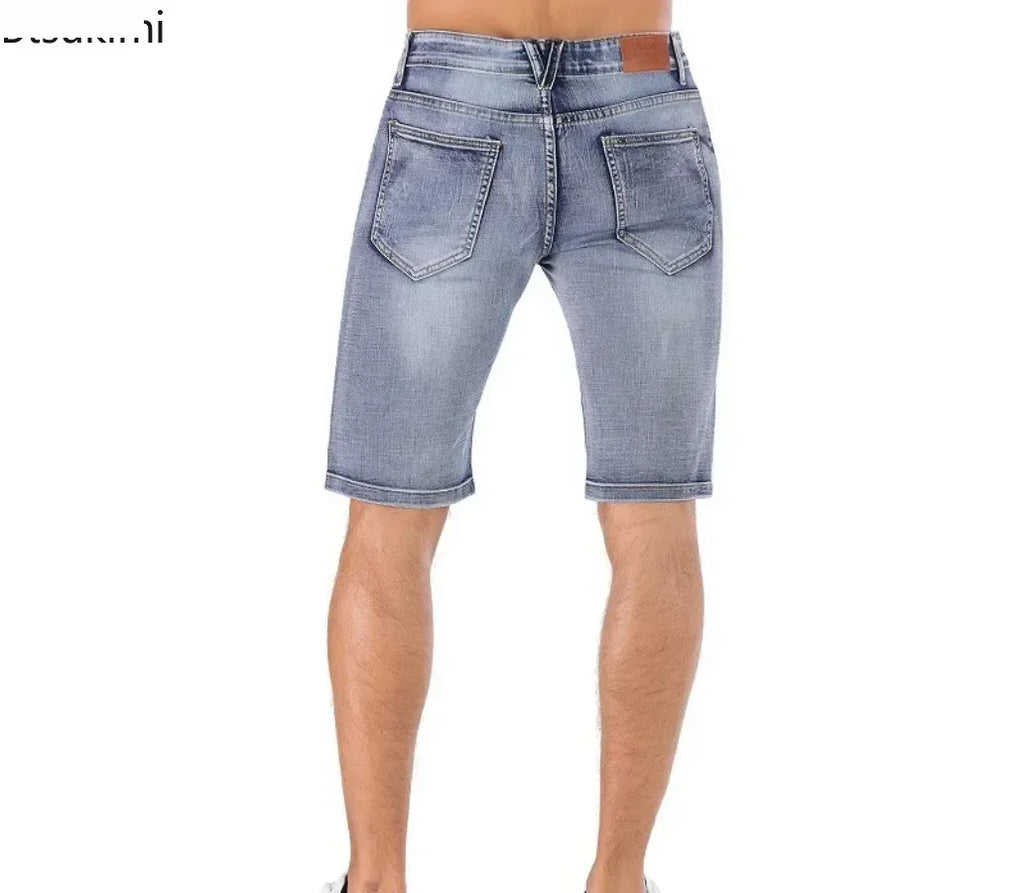 Summer New Men's Jeans Trend Retro Men Denim Shorts Stretch Slim Hip Hop Classic Hole Short Style Jeans for Male